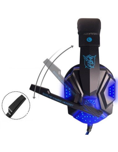 Žaidimų ausinės PC USB su LED ir mikrofonu