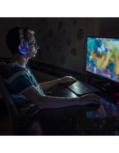 Žaidimų ausinės PC USB su LED ir mikrofonu