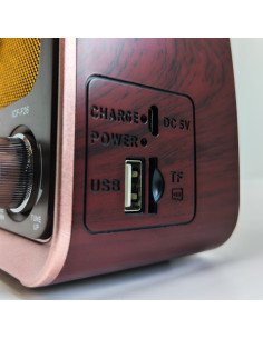 Nešiojamas retro radijas AM/FM/SW, Bluetooth, USB, SD 2