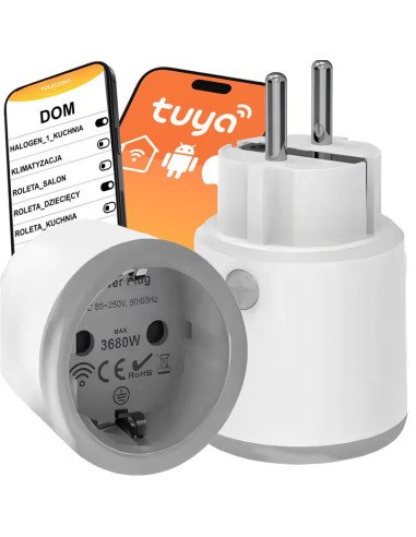 Smart WiFi socket 3680 W with power meter, Tuya