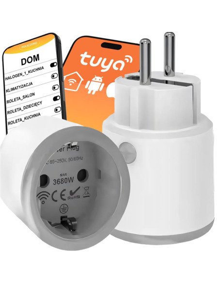Smart WiFi socket 3680 W with power meter, Tuya