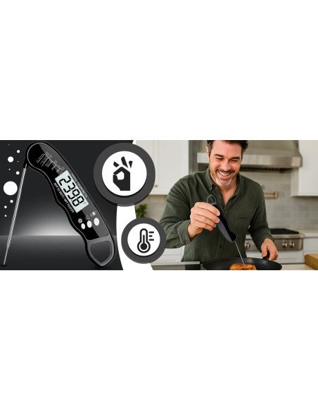 Digital kitchen meat thermometer with probe, -50 to +300 C