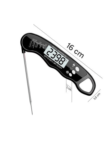 Digital kitchen meat thermometer with probe, -50 to +300 C