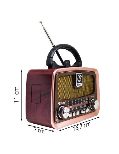 Nešiojamas retro radijas AM/FM/SW, Bluetooth, USB, SD