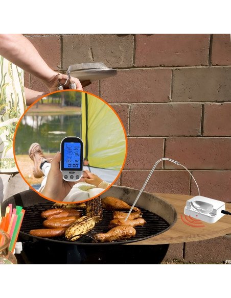Belaidis maisto termometras kepsninei ir rūkyklai, LCD, 8 režimai