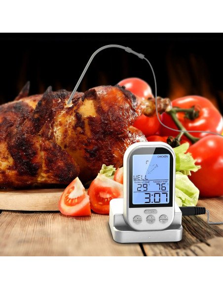Belaidis maisto termometras kepsninei ir rūkyklai, LCD, 8 režimai