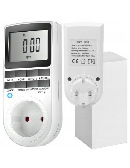 RETOO Digital Timer Socket 16A 3680W 18 Programs LCD