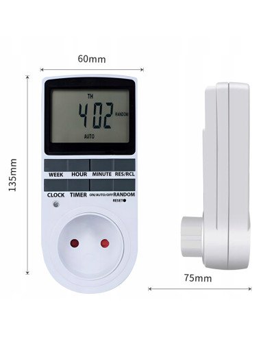 RETOO Digital Timer Socket 16A 3680W 18 Programs LCD