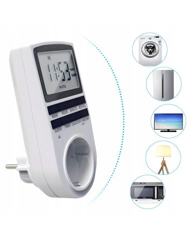 RETOO Digital Timer Socket 16A 3680W 18 Programs LCD