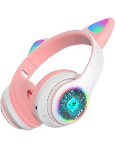 Rozines ausines RETOO E807 su svieciancomis RGB kates ausytemis