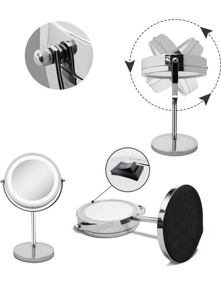 RETOO U056 LED Makeup Mirror 1x/3x, 15 cm, 17 LEDs