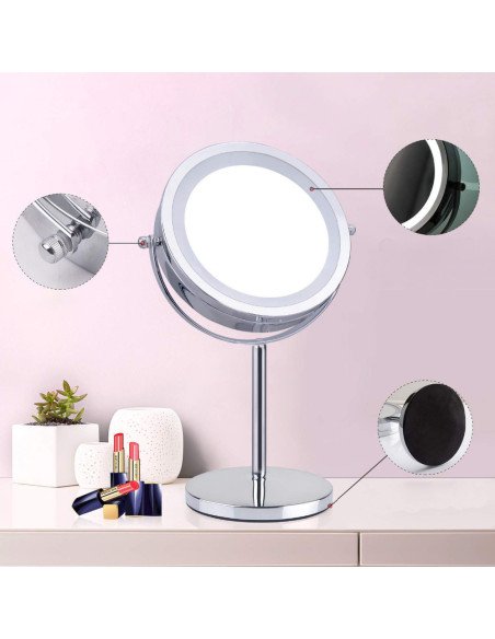 LED kosmetinis veidrodis RETOO U056 1x/3x, 15 cm, 17 LED