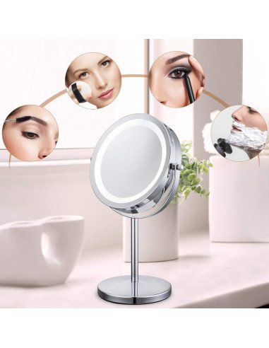 LED kosmetinis veidrodis RETOO U056 1x/3x, 15 cm, 17 LED