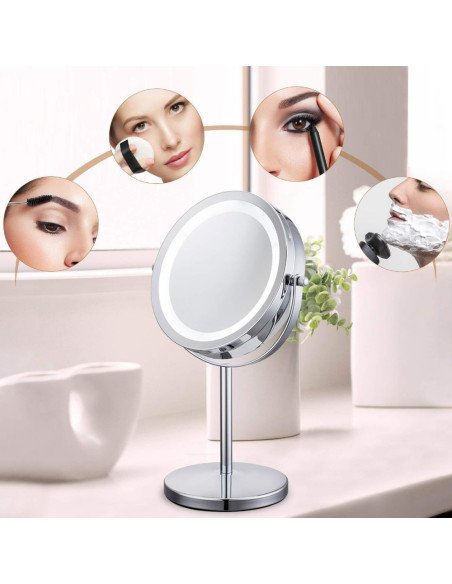 LED kosmetinis veidrodis RETOO U056 1x/3x, 15 cm, 17 LED