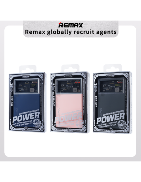 REMAX Power Bank 10000mAh with Built-in Type-C and Lightning Cables RPP-507, Black — view 7
