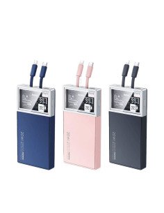 Išorinė baterija (Powerbank) REMAX RPP-507 10000mAh su įmontuotais Type-C ir Lightning kabeliais, juoda