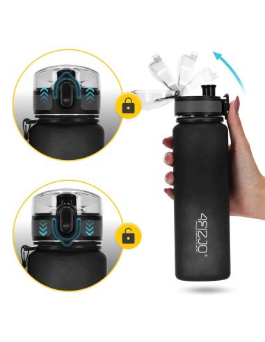 4FIZJO Sports Water Bottle 650 ml Black - Tritan, BPA Free