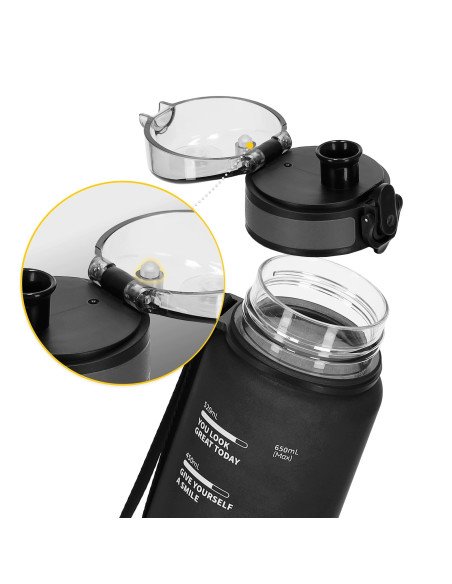 4FIZJO Sports Water Bottle 650 ml Black - Tritan, BPA Free