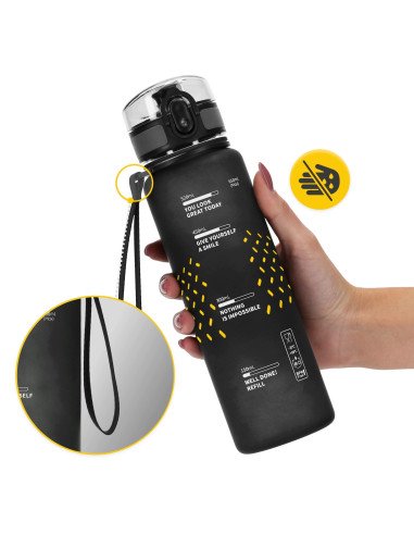 4FIZJO Sports Water Bottle 650 ml Black - Tritan, BPA Free