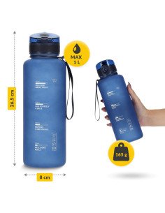 Sportinė gertuvė 4FIZJO 1000 ml, mėlyna - tritanas, be BPA 2