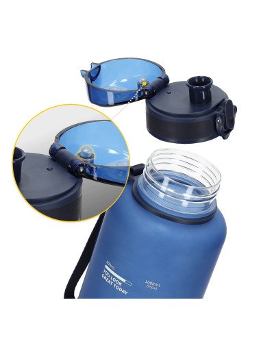 4FIZJO Sports Water Bottle 1000 ml Blue - Tritan, BPA Free