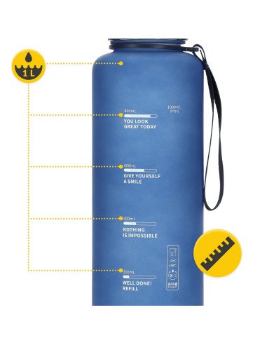 4FIZJO Sports Water Bottle 1000 ml Blue - Tritan, BPA Free