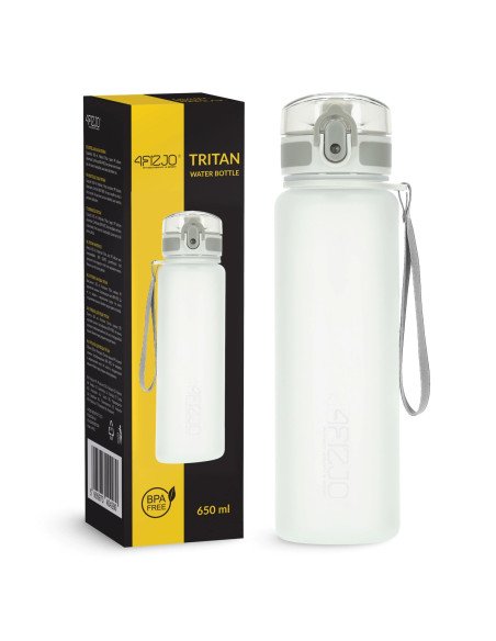 4FIZJO Sports Water Bottle 650 ml Grey - Tritan, BPA Free