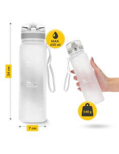 Sportinė gertuvė 4FIZJO 650 ml, pilka - tritanas, be BPA 2