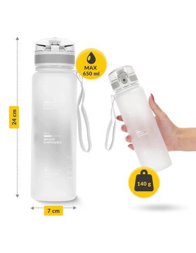 4FIZJO Sports Water Bottle 650 ml Grey - Tritan, BPA Free