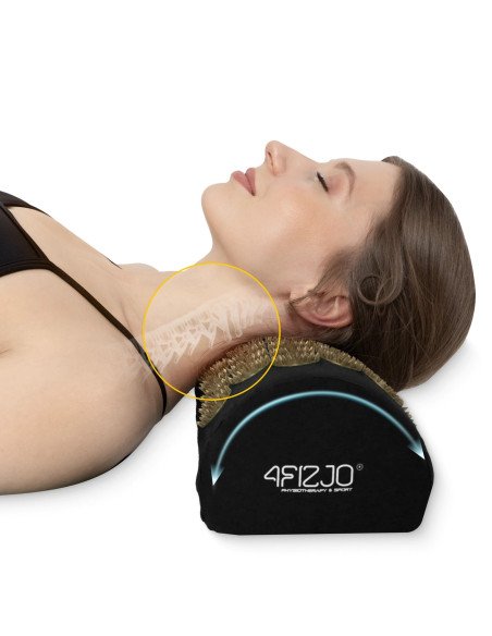 Akupresūros kilimėlis su pagalve 4FIZJO 110 × 42 cm - juodai auksinis