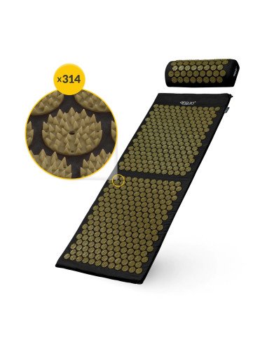 4FIZJO Acupressure Mat with Pillow 110 × 42 cm - Black and Gold