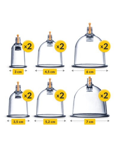 4FIZJO Chinese Vacuum Cupping Set 12 pcs - Fireless, with Pump