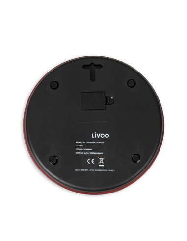 Livoo DOM494R Slim Kitchen Scale 5 kg Glass Platform LCD Red