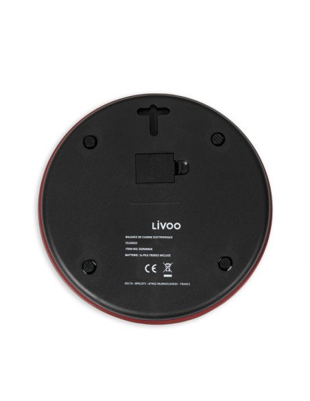 Livoo DOM494R Slim Kitchen Scale 5 kg Glass Platform LCD Red