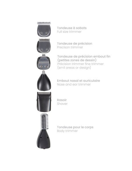 Livoo DOS196 Hair Clipper and Trimmer Set 6 Heads IPX6 Black