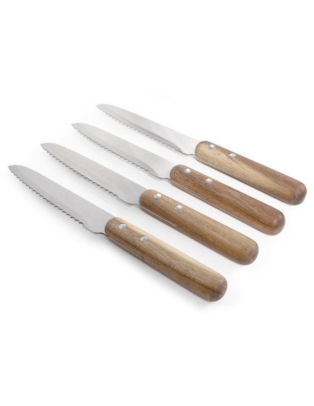 Livoo MEC140 Set of 4 Steak Knives 12.7 cm Acacia Wood Handle