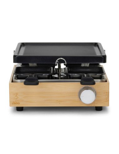 Livoo DOC311 Raclette Grill 4 Persons 800 W Bamboo Black