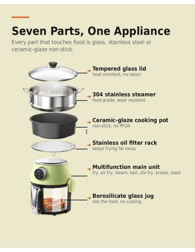 FIT2 AF-3L01 Visible Air Fryer and Grill 4 L