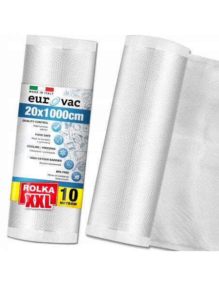 Rifliuota vakuumavimo plėvelė ritinyje 20 cm × 10 m