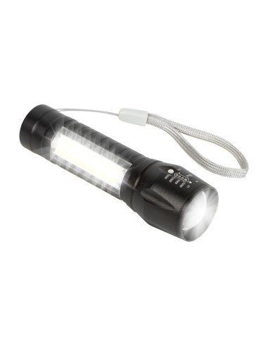 BLOW rechargeable LED flashlight with COB light and zoom, aluminium