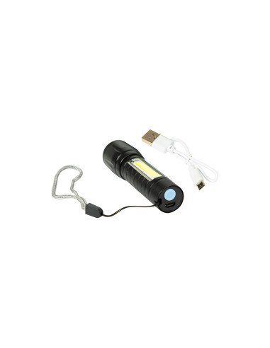 BLOW rechargeable LED flashlight with COB light and zoom, aluminium