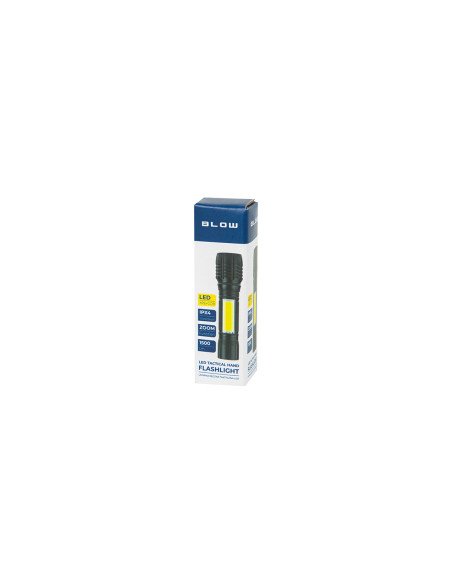 BLOW rechargeable LED flashlight with COB light and zoom, aluminium