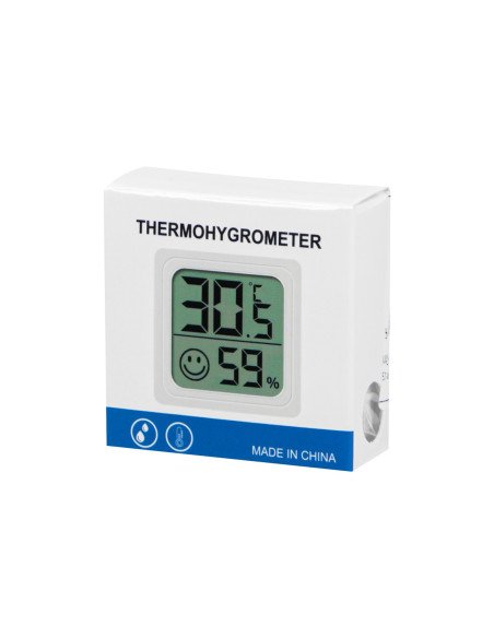 Mini room thermometer with hygrometer, white