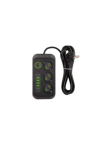 Ilgintuvas BLOW PS-330S, 3 lizdai, 4 × USB, USB-C, jungiklis, 3 m, juo