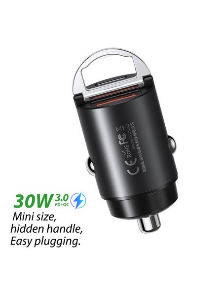 Automobilinis įkroviklis REMAX RCC110 Mini 30W USB + USB-C, greitas — vaizdas 2