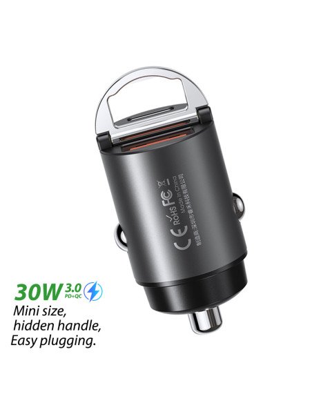 REMAX Fast Car Charger Mini 30W USB + USB-C RCC110