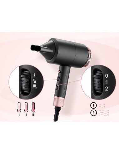 EMAVO HairBliss hair dryer 1800 W with ionisation, diffuser and concen