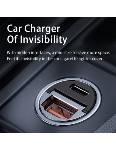 Automobilinis įkroviklis REMAX RCC110 Mini 30W USB + USB-C, greitas — vaizdas 4