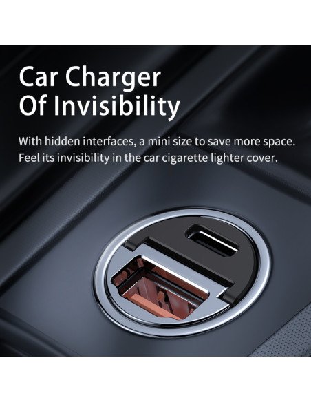 Automobilinis įkroviklis REMAX RCC110 Mini 30W USB + USB-C, greitas — vaizdas 4