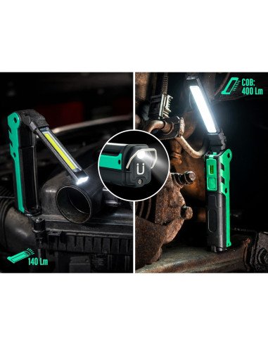 Akumuliatorinė darbo lempa EMAVO EV-Z01, LED ir COB, 400 lm, magnetas